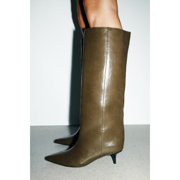 ZARA KITTEN-HEEL BOOTS - Picture 1 of 6